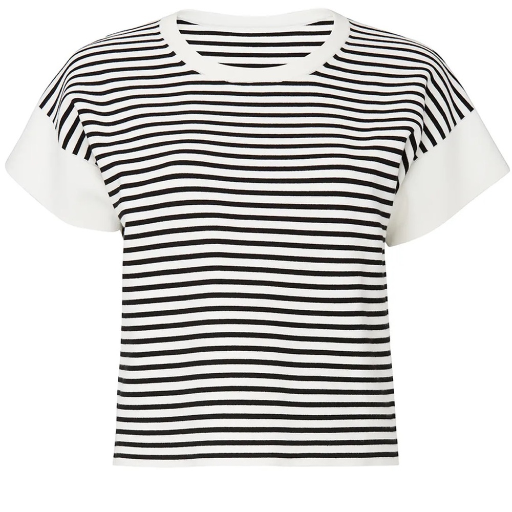 J. Crew Black and White Striped Short Sleeve Tee